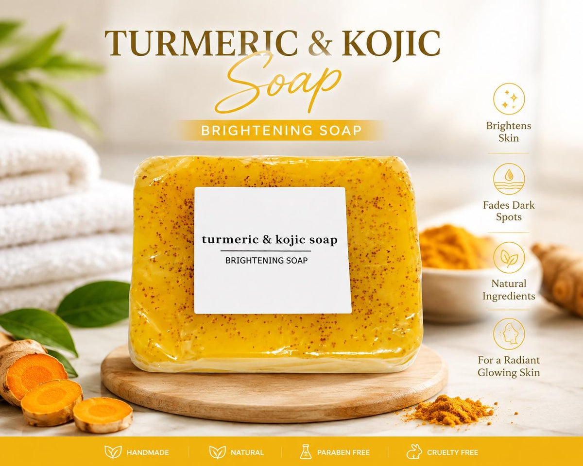 Turmeric Kojic Brightening Soap for Even Skin Tone, Dark Spot Reduction