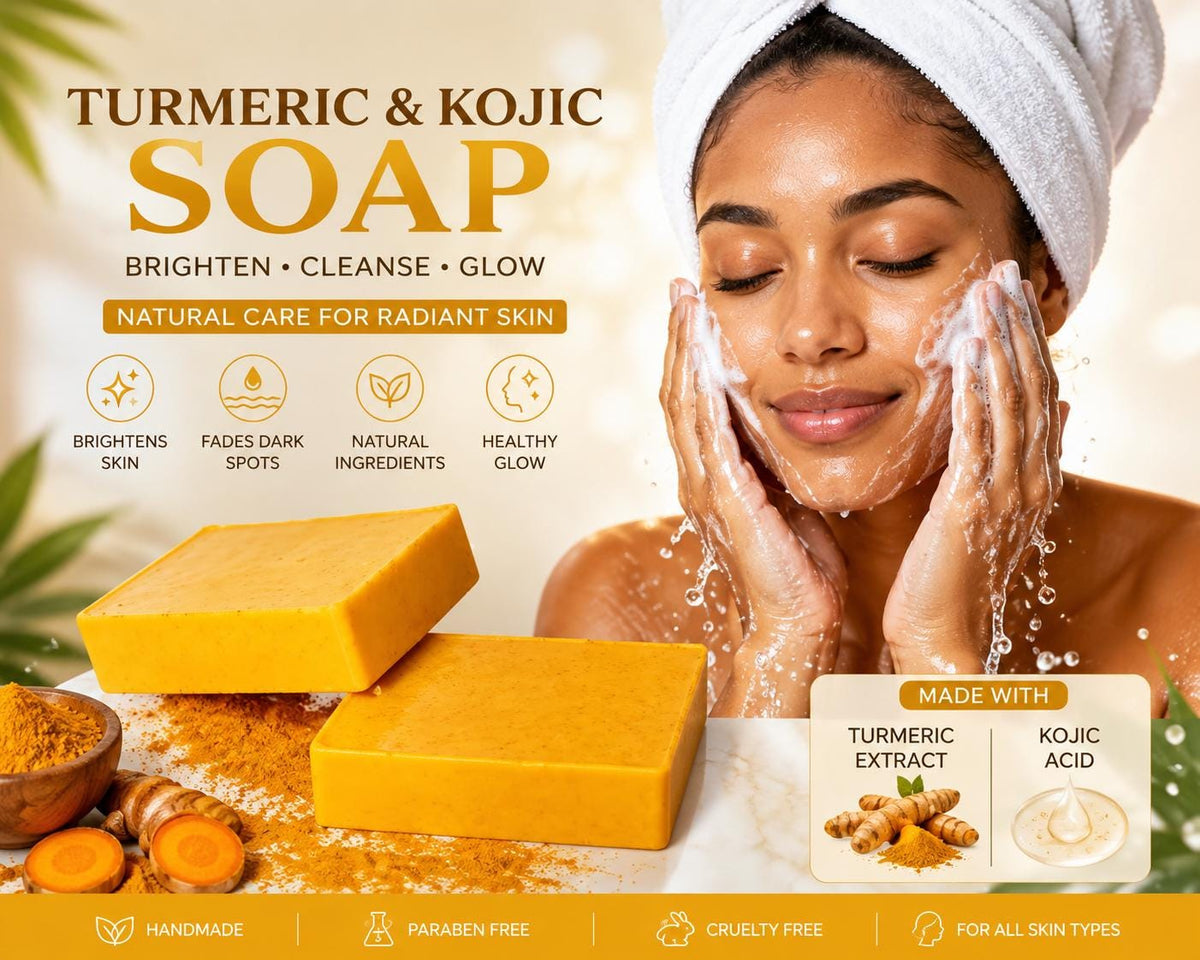 Turmeric Kojic Brightening Soap for Even Skin Tone, Dark Spot Reduction